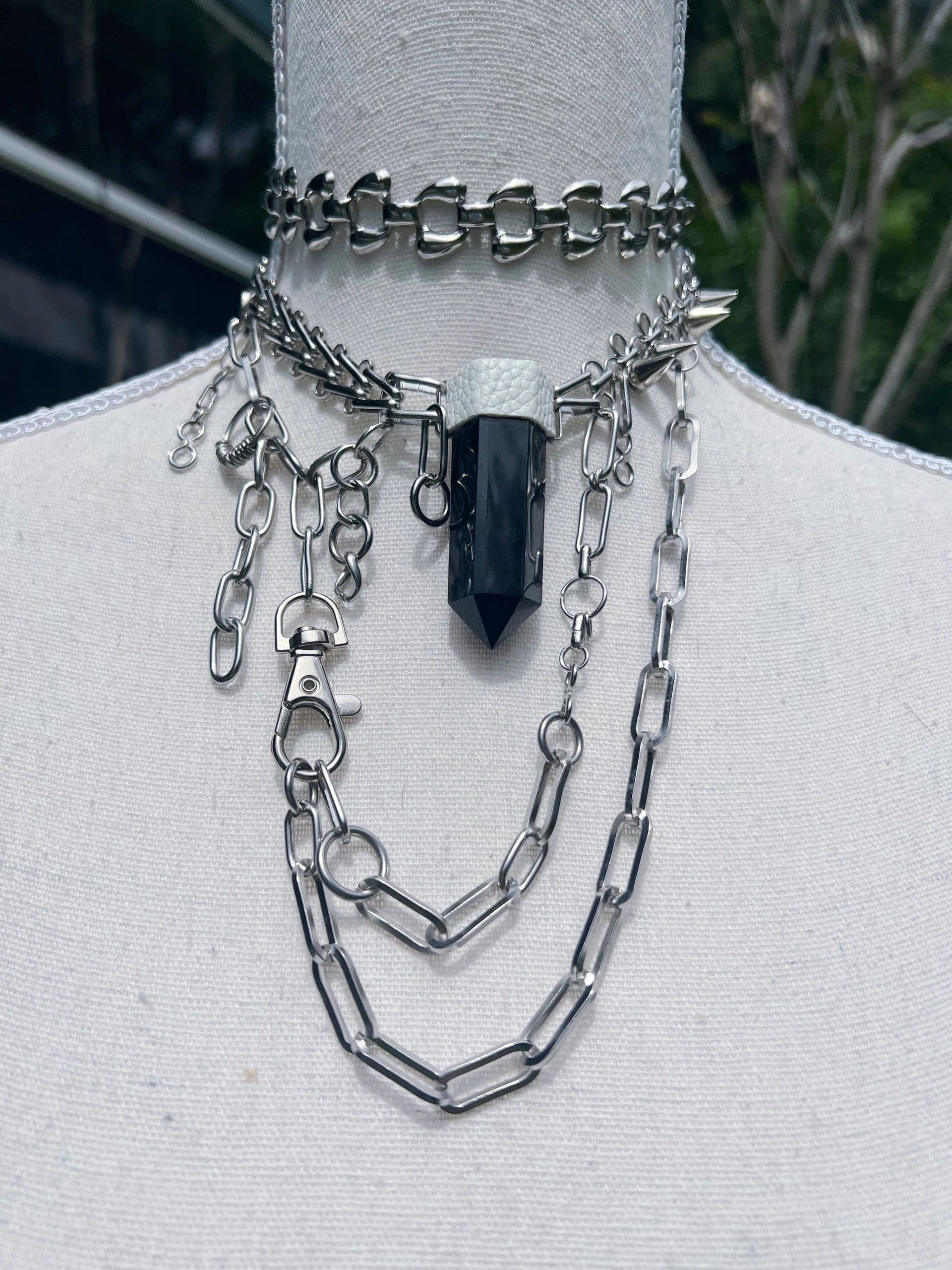 Obsidian Spike Necklace