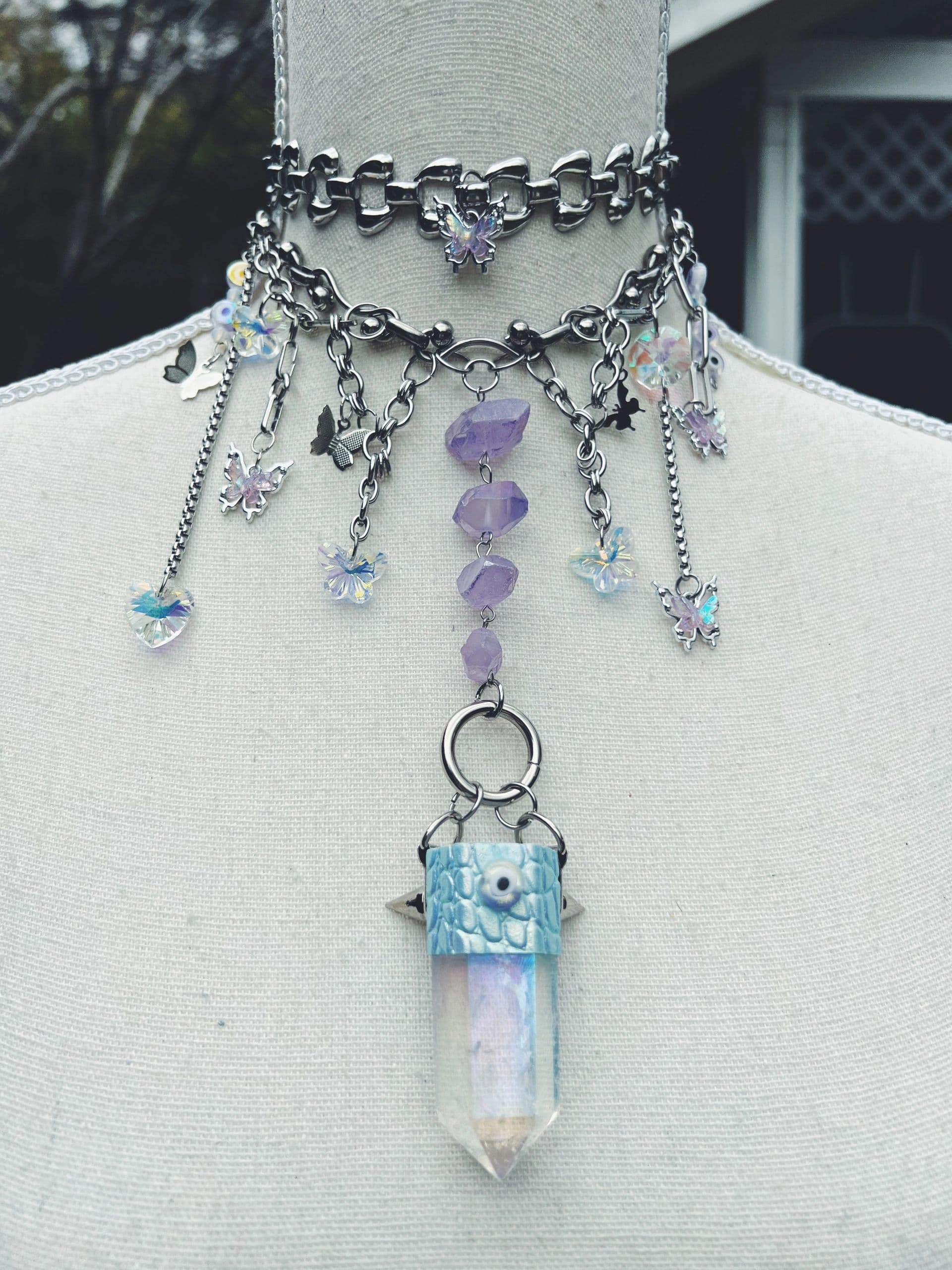 Evil Eye Angel Aura Necklace Set