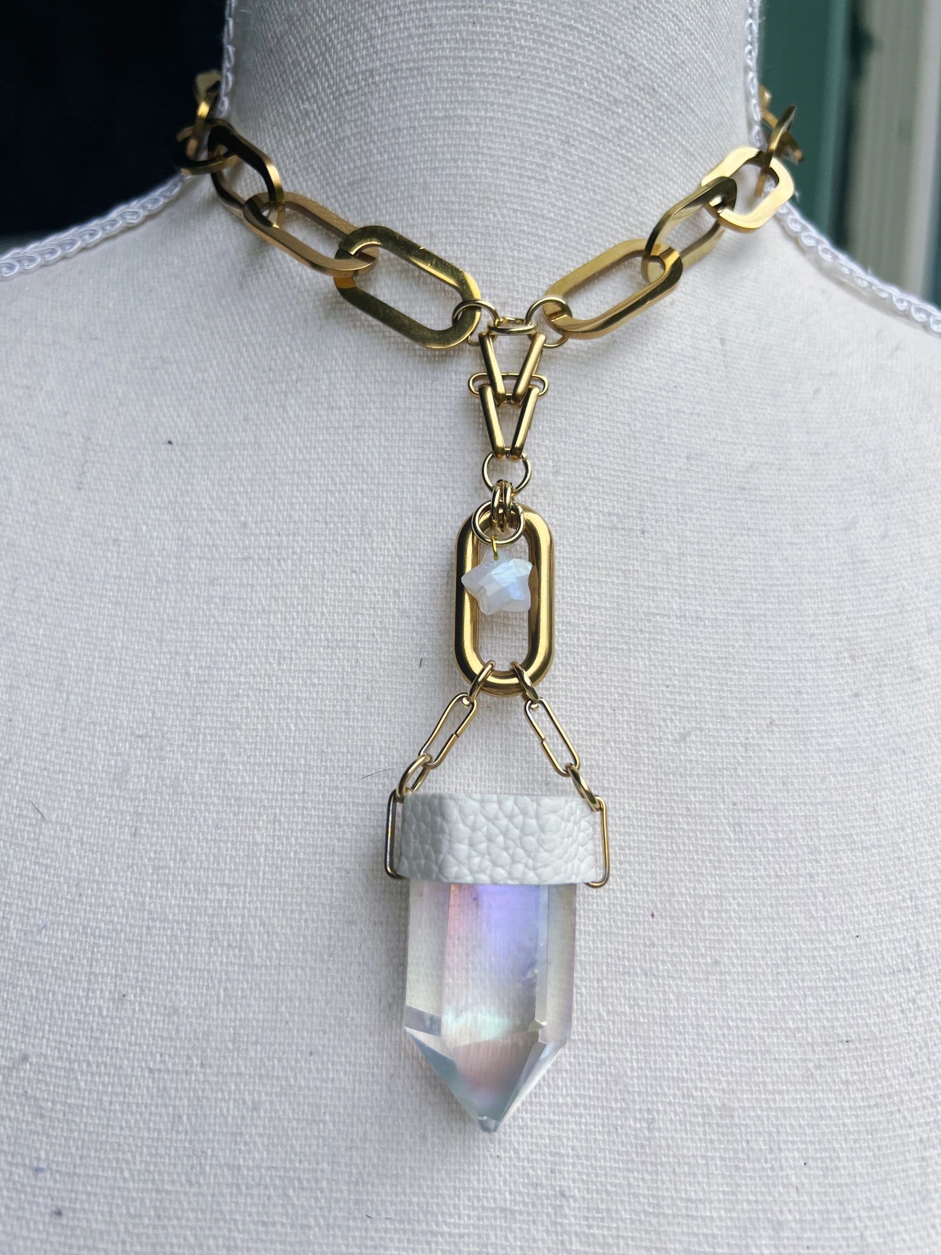 Large Gold Chain Angel Aura Necklace