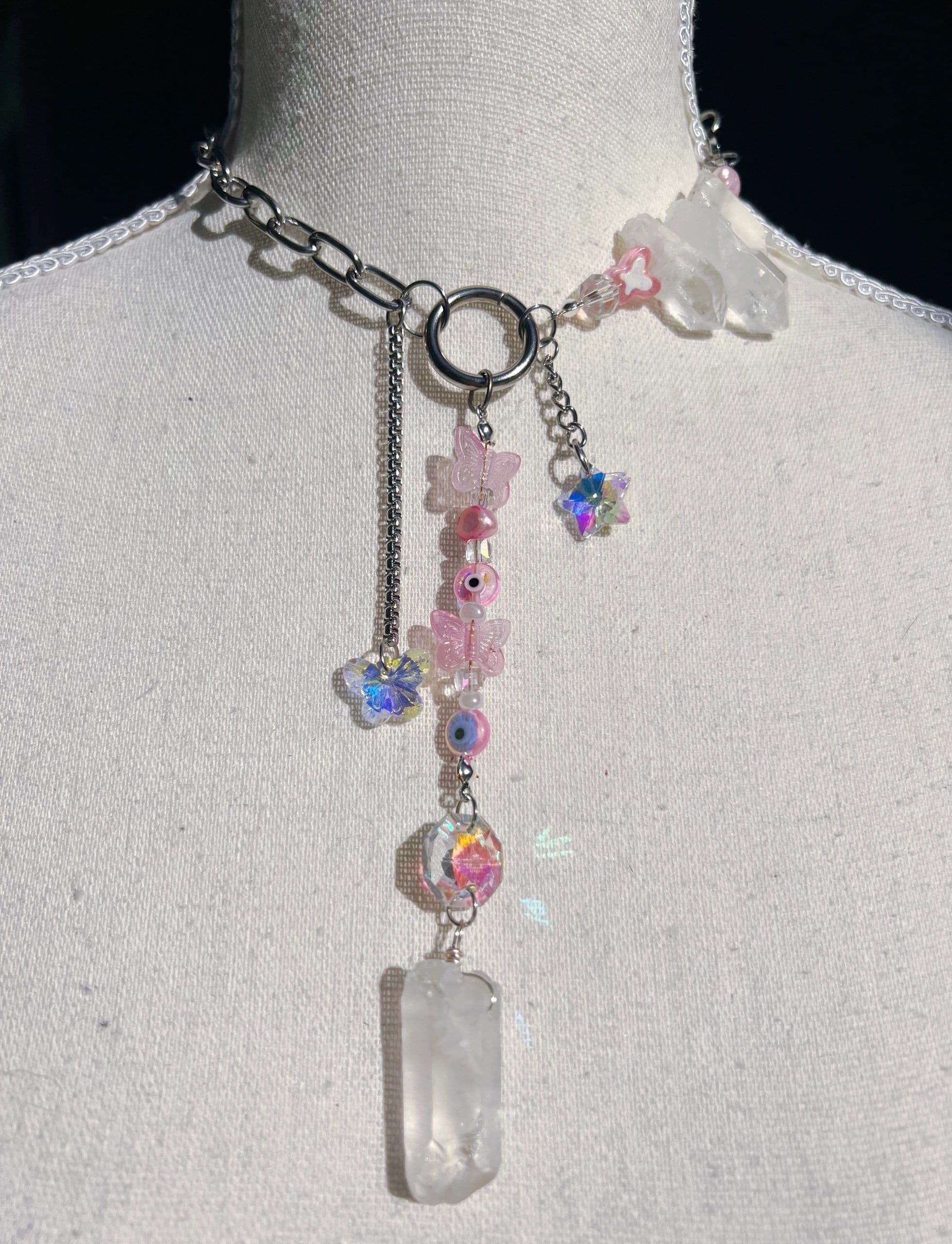 Asymmetrical Butterfly Quartz Necklace view 3