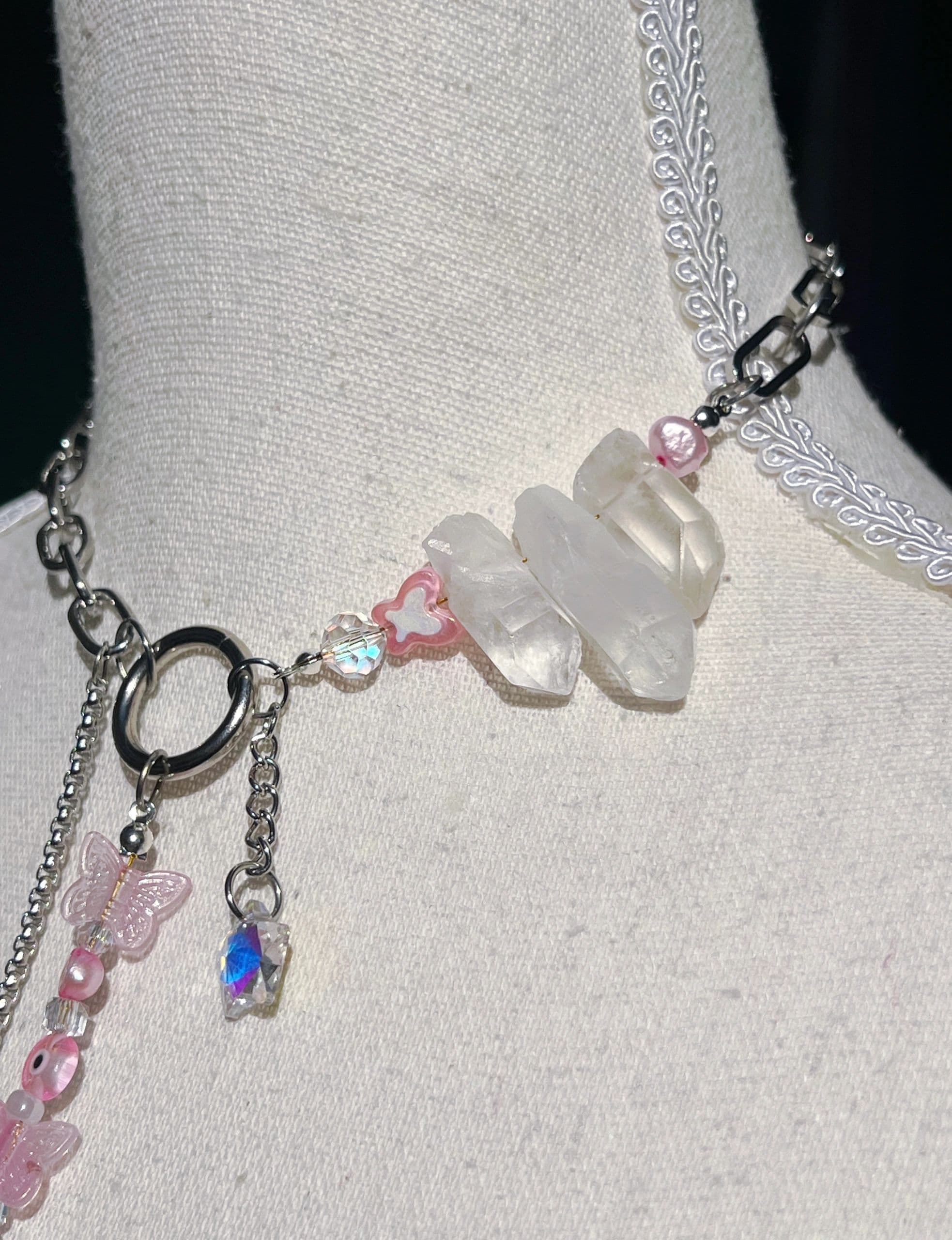 Asymmetrical Butterfly Quartz Necklace view 2