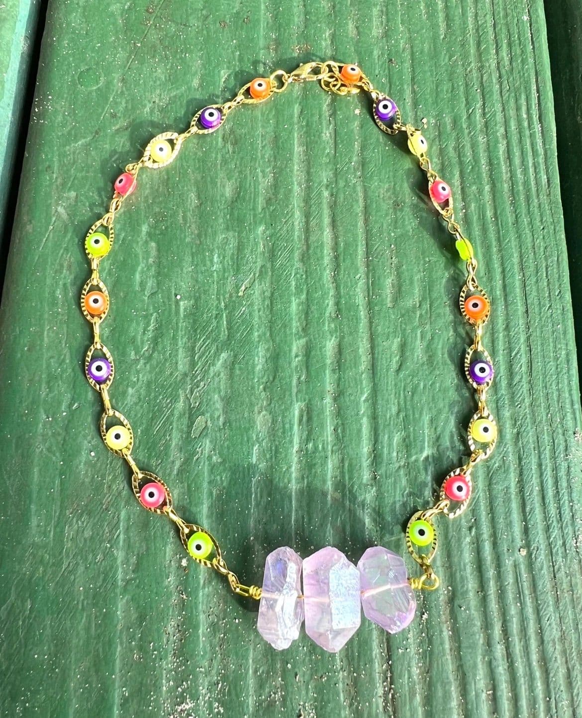 Mini Evil Eye Angel Aura Necklace