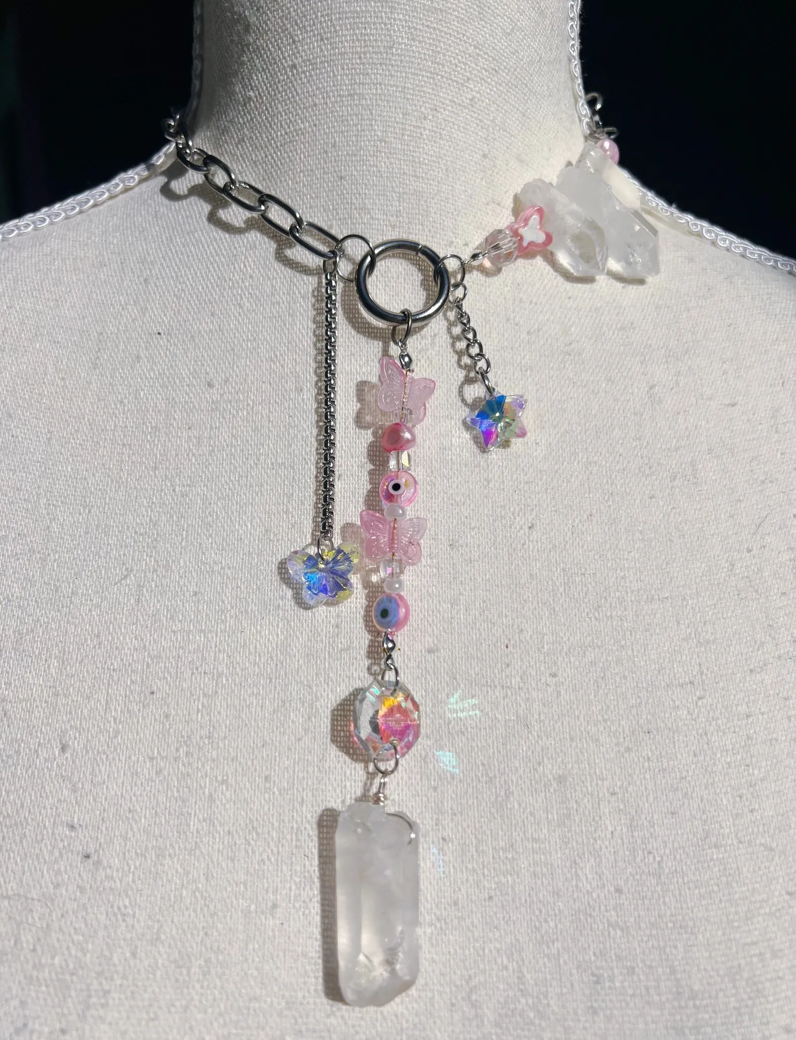 Asymmetrical Butterfly Quartz Necklace view 3